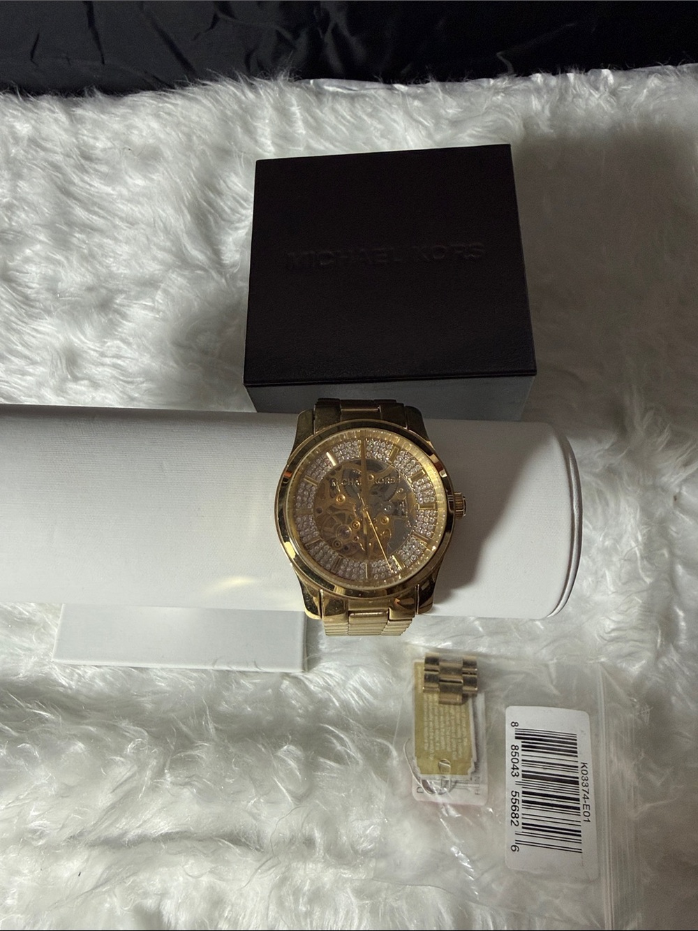 Michael Kors Gold Crystal-Accent Skeleton Dial Women's Bracelet Watch